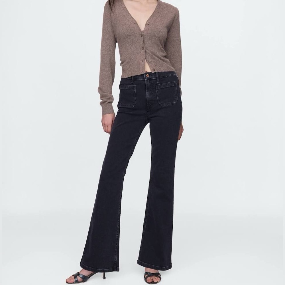 GAP Women's Black Wide-Leg Flare Jeans - 28 Short
